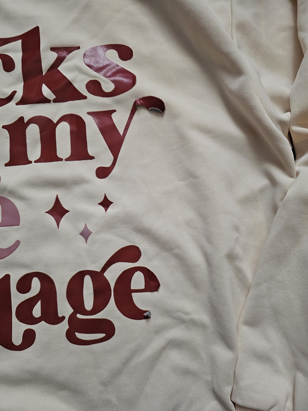 SHEIN Cream Sweatshirt with Red Lettering